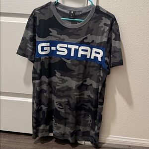 G-Star Camouflage Tee with Blue Logo